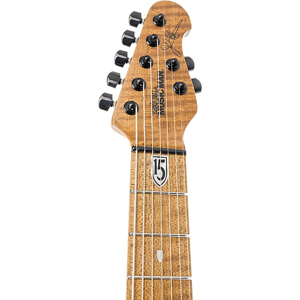Ernie Ball Music Man JP15 7-String Suplex Electric Guitar Green Tiger Eye Quilt