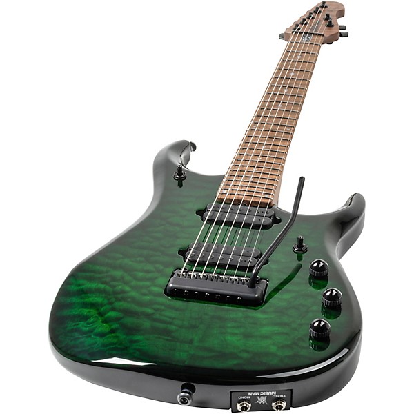Ernie Ball Music Man JP15 7-String Suplex Electric Guitar Green Tiger Eye Quilt