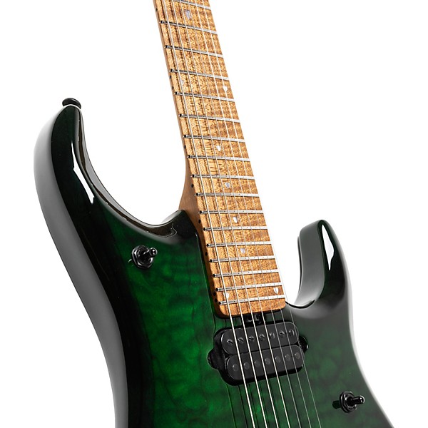 Ernie Ball Music Man JP15 7-String Suplex Electric Guitar Green Tiger Eye Quilt