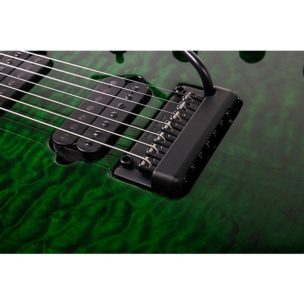 Ernie Ball Music Man JP15 7-String Suplex Electric Guitar Green Tiger Eye Quilt