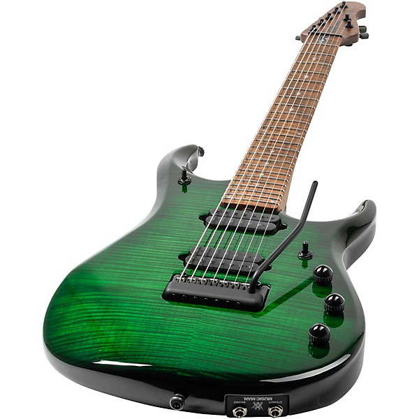 Ernie Ball Music Man JP15 7-String Suplex Electric Guitar Green Tiger Eye Flame