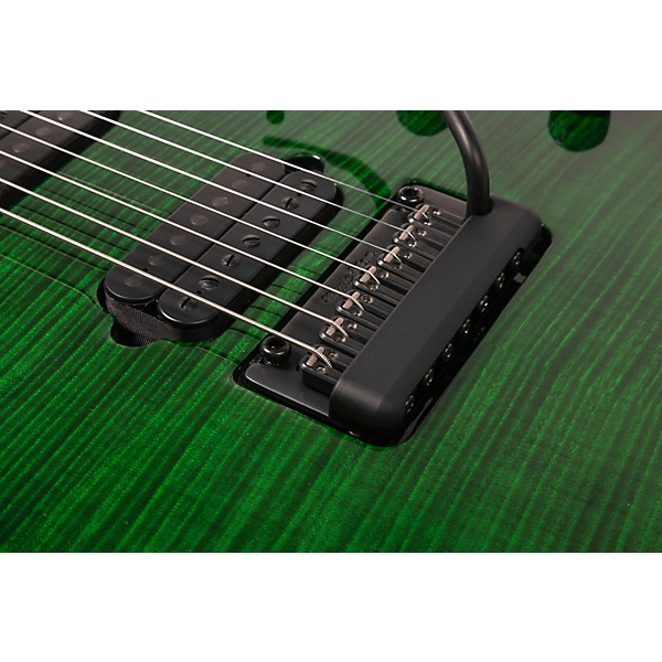Ernie Ball Music Man JP15 7-String Suplex Electric Guitar Green Tiger Eye Flame