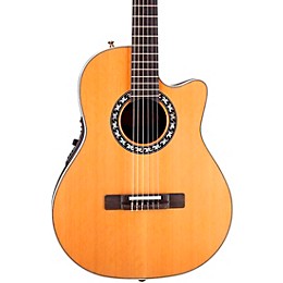 Ovation Elite AX Mid-Depth Cutaway Acoustic-Electric Nylon String Guitar Natural