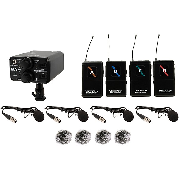 VocoPro FIELD-QUAD-B Portable 4 Lavalier Field/Camera-Mountable Wireless Microphone System, 902-927.2mHz Band 11