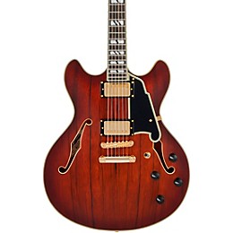 D'Angelico Deluxe DC Semi-Hollow Electric Guitar Satin Brown Burst