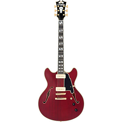 D'angelico Deluxe Dc Semi-Hollow Electric Guitar Satin Trans Wine for sale