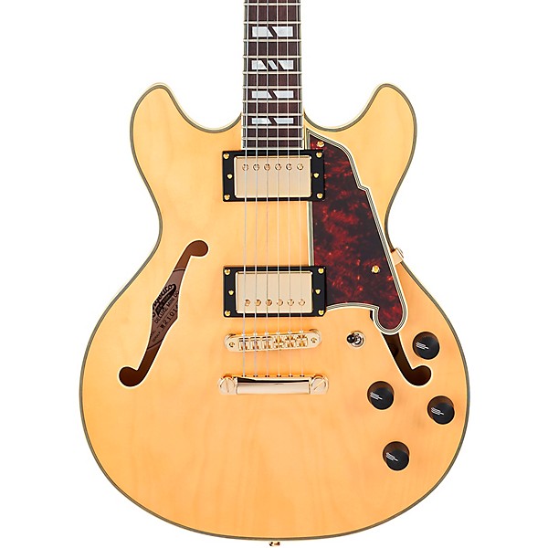 D'Angelico Deluxe Mini DC Semi-Hollow Electric Guitar Satin Honey