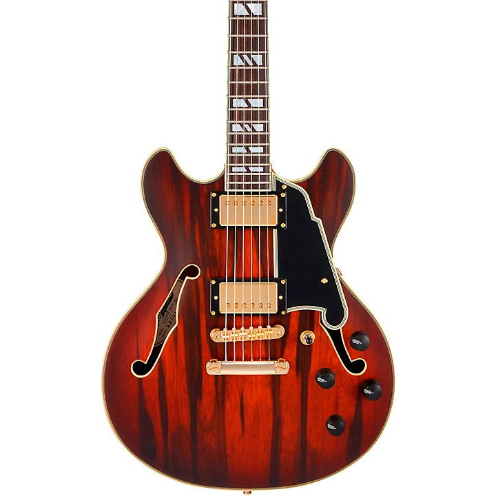 D'Angelico Deluxe Mini DC Semi-Hollow Electric Guitar Satin