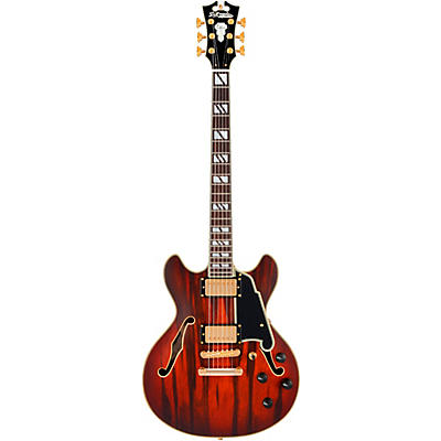 D'angelico Deluxe Mini Dc Semi-Hollow Electric Guitar Satin Brown Burst for sale