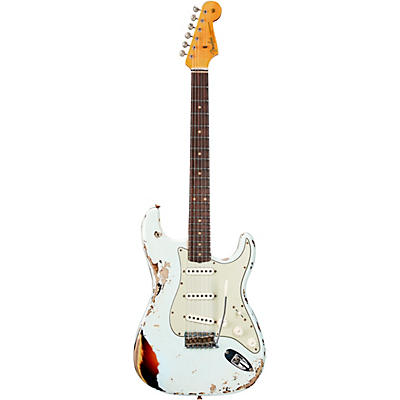 Fender Custom Shop '61 Stratocaster Heavy Relic Electric Guitar Super Faded Aged Sonic Blue Over 3-Color Sunburst for sale