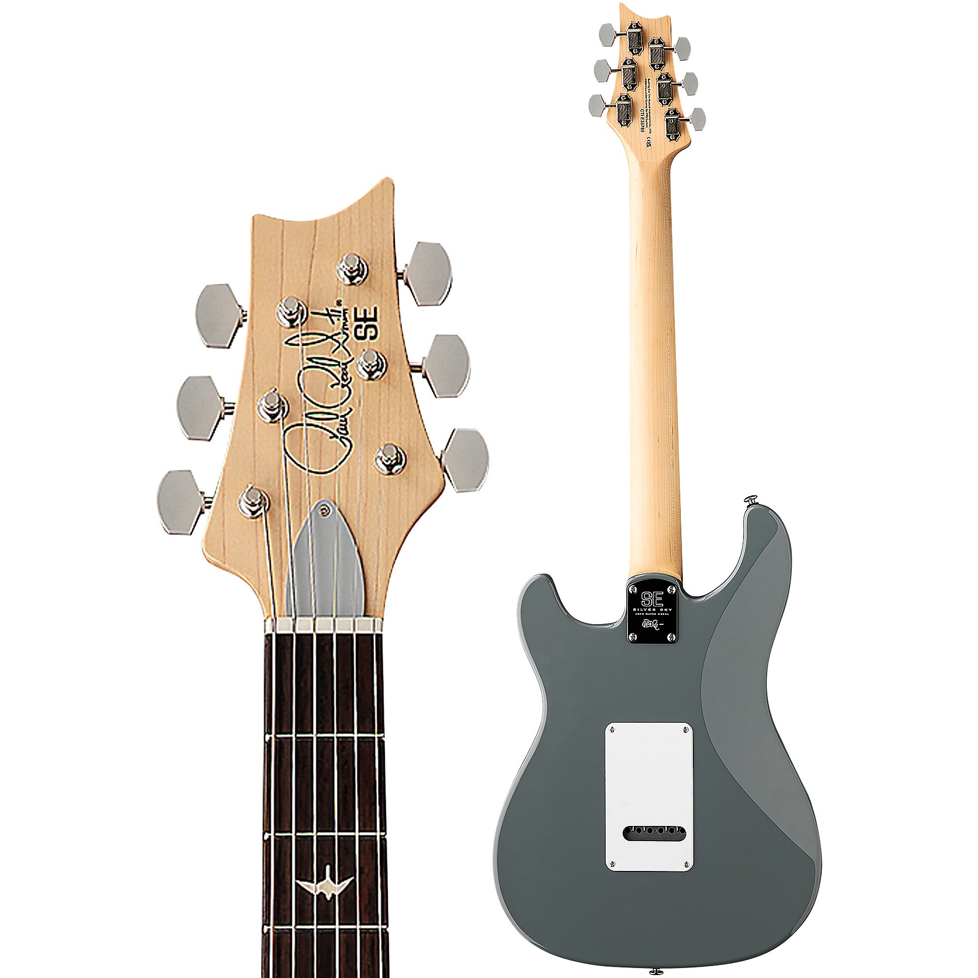 Center | Electric Gray Sky SE Guitar Silver Guitar Storm PRS