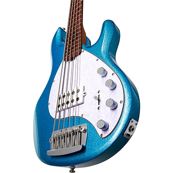 Sterling by Music Man StingRay Ray35 Sparkle 5-String Electric Bass Blue Sparkle