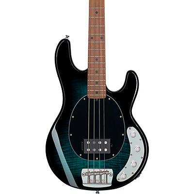 Sterling By Music Man Stingray Ray34 Flame Maple Electric Bass Guitar Teal for sale