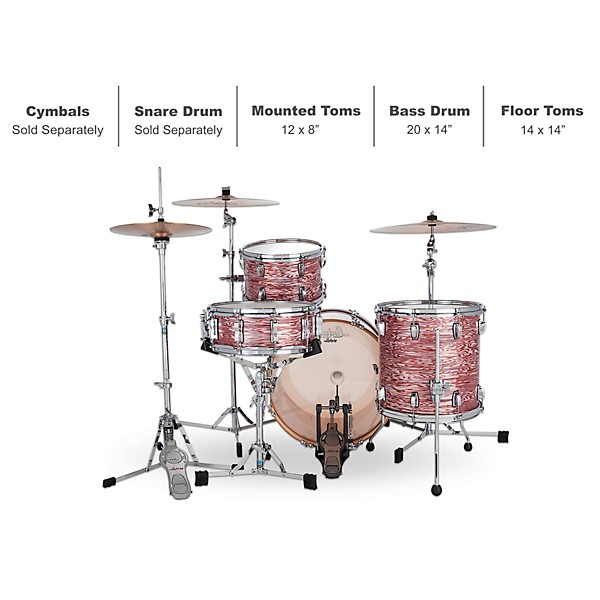 Ludwig Classic Maple 3-Piece Downbeat Shell Pack Pink Oyster