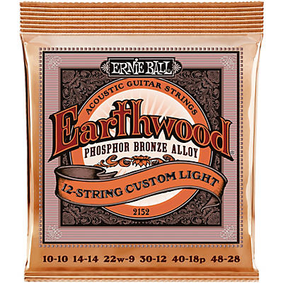 Ernie Ball Earthwood Custom Light Phosphor Bronze 12-String Acoustic Guitar Strings 10-48 for sale