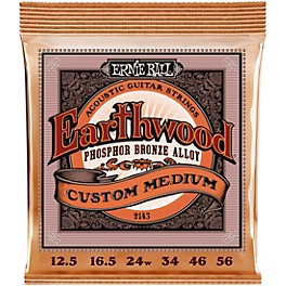 Ernie Ball Earthwood Phosphor Bronze Custom Medium Acoustic Guitar String 12.5-56