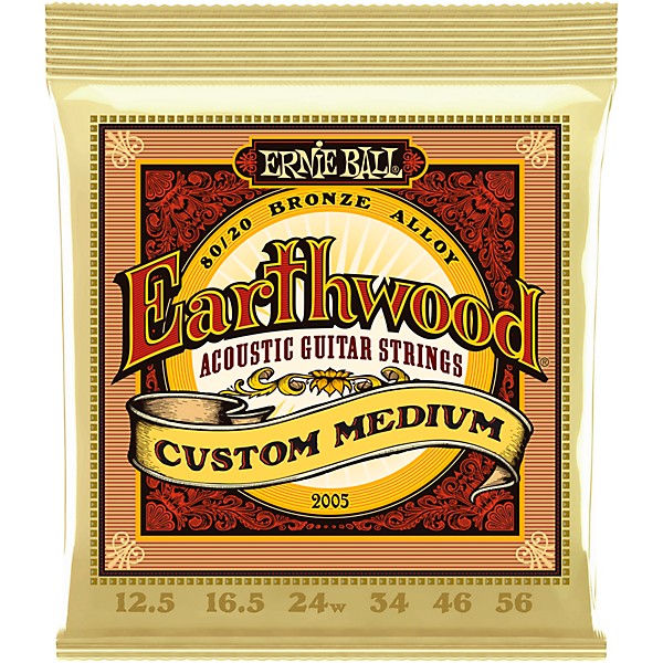 Ernie Ball Earthwood 80/20 Custom Medium Bronze Acoustic Guitar Strings 12.5-56
