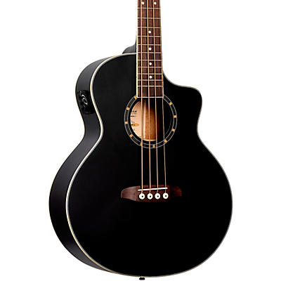 Ortega D7ce 4-String Acoustic Electric Cutaway Bass Guitar Satin Black for sale