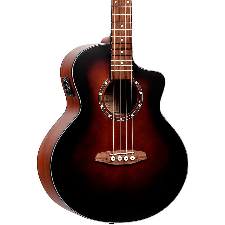 Ortega D7CE 4-String Acoustic Electric Cutaway Bass Guitar Bourbon Burst