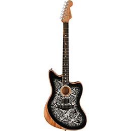 Fender American Acoustasonic Jazzmaster Limited-Edition Acoustic-Electric Guitar Black Paisley
