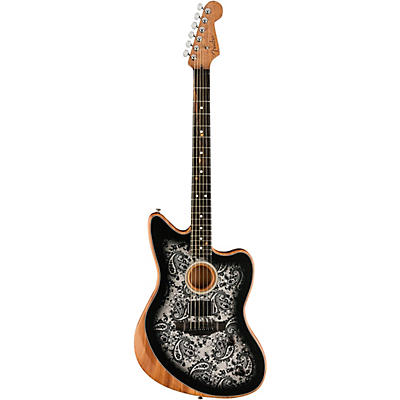 Fender Acoustasonic Jazzmaster Limited-Edition Acoustic-Electric Guitar Black Paisley for sale