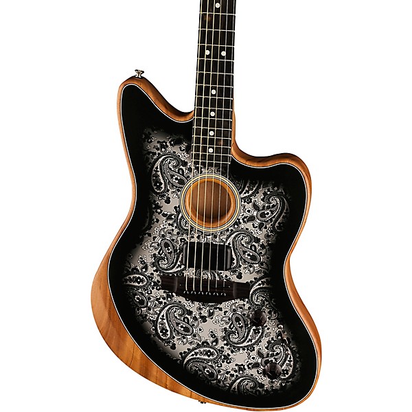 Fender American Acoustasonic Jazzmaster Limited-Edition Acoustic-Electric Guitar Black Paisley