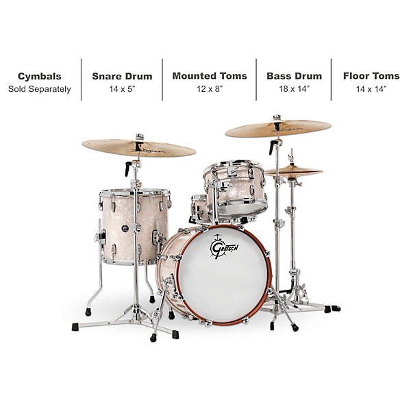 Gretsch Drums Renown 4-Piece Bop Shell Pack with 18 in Bass Drum Vintage Pearl