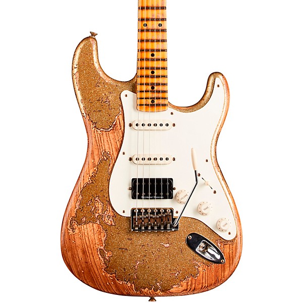 Fender Custom Shop Limited-Edition Nashville Ash-V '57 Stratocaster HSS Super Heavy Relic Electric Guitar Gold Sparkle