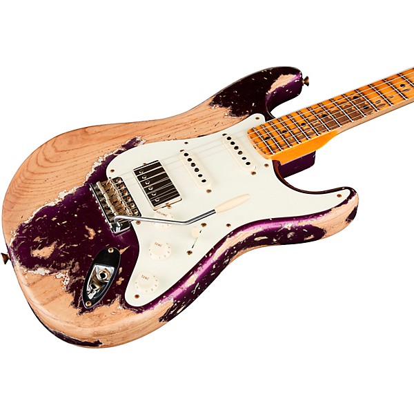 Fender Custom Shop Limited-Edition Nashville Ash-V '57 Stratocaster HSS Super Heavy Relic Electric Guitar Purple Metallic