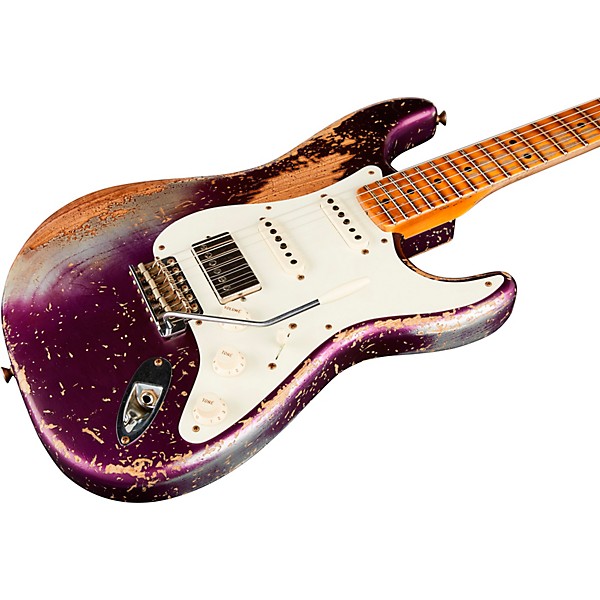 Fender Custom Shop Limited-Edition Nashville Ash-V '57 Stratocaster HSS Super Heavy Relic Electric Guitar Purple Metallic