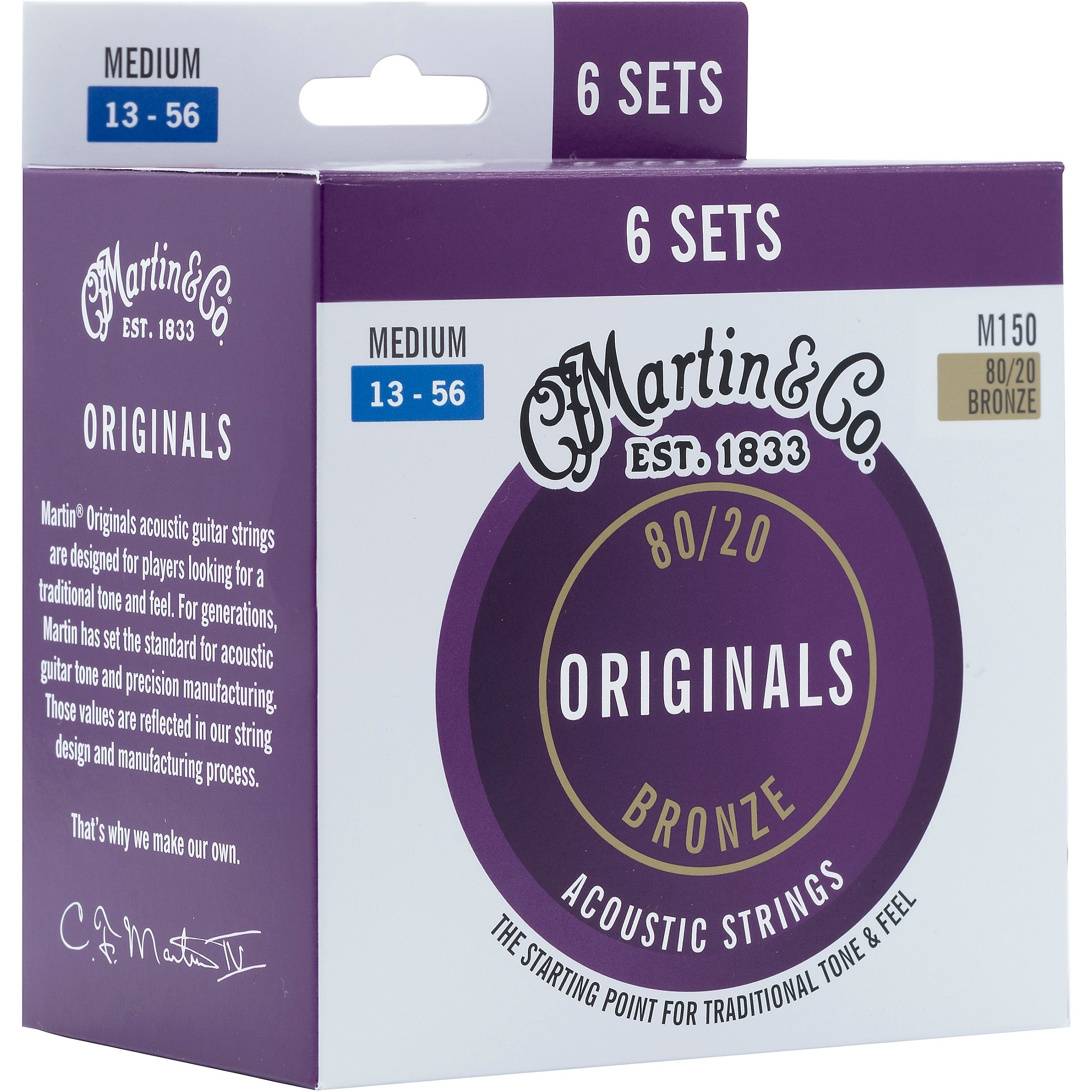 Martin Originals 80 20 Bronze Acoustic Guitar Strings 6 Pack