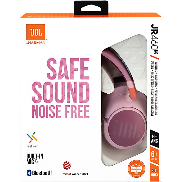 JBL JR460NC Wireless Over-Ear Noise Cancelling Kids headphones Pink
