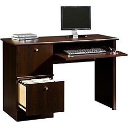 SAUDER Workstation Computer Desk for Recording and Content Creation Cinnamon Cherry