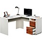 SAUDER L-Shaped Home Office Workstation for Recording and Content Creation Pearl White/Blaze Acacia