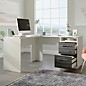 SAUDER L-Shaped Home Office Workstation for Recording and Content Creation Pearl White/Misted Elm