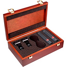 Neumann Wood Box for Two KM 180 or KM 80 with Clips and Windscreens