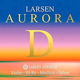 Larsen Strings Aurora Violin D String 4/4 Size Silver Wound, Medium Gauge, Ball End