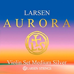 Larsen Strings Aurora Violin String Set 4/4 Size Silver D, Medium Gauge, Ball End