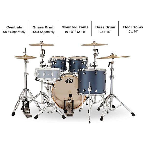 DW Design Series 4-Piece Shell Pack Blue Slate