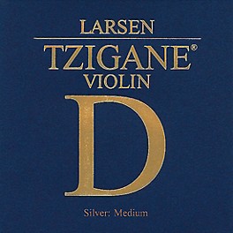 Larsen Strings Tzigane Violin D Strin... Larsen Strings Tzigane Violin D String 4/4 Size Silver Wound, Medium Gauge, Ball End