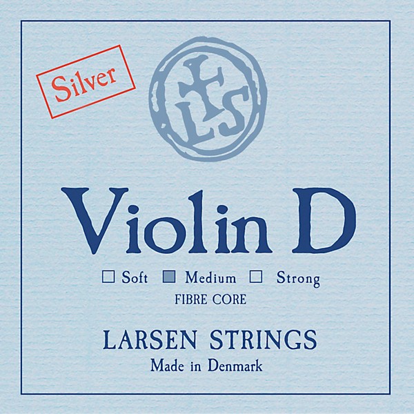 Larsen Strings Original Violin D String 4/4 Size Silver Wound, Medium Gauge, Ball End