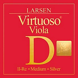 Larsen Strings Virtuoso Soloist Viola D String 15 to 16-1/2 in., Medium Aluminum, Ball End
