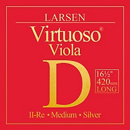 Larsen Strings Virtuoso Extra-Long Viola D String 16-1/2+ in., Medium Aluminum, Ball End