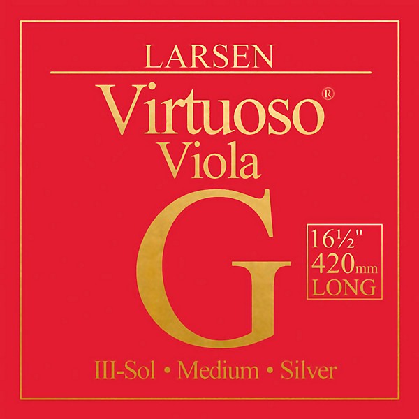 Larsen Strings Virtuoso Extra-Long Viola G String 16-1/2+ in., Medium Silver, Ball End