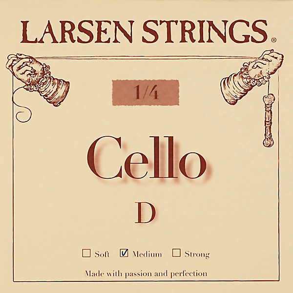 Larsen Strings Original Cello D String 1/4 Size, Medium Steel, Ball End