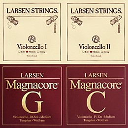 Larsen Strings Original and Magnacore Cello String Set 4/4 Size, Medium