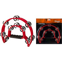 Stagg Cutaway Tambourine With 20 Jingles Red Stagg Cutaway Tambourine With 20 Jingles Red