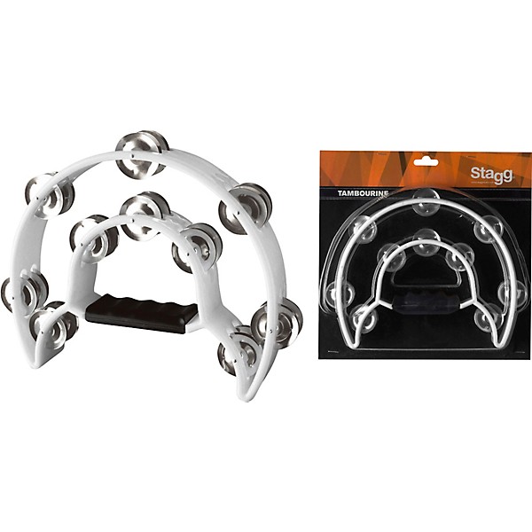 Stagg Cutaway Tambourine With 20 Jingles White