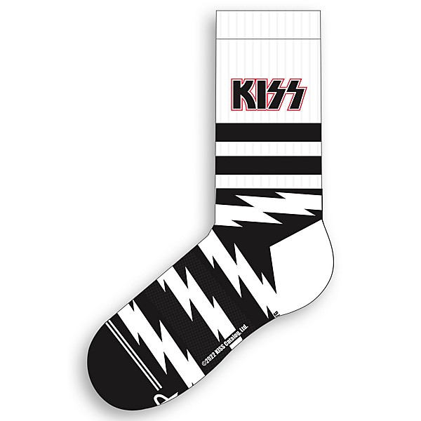 Perri's KISS Lightning Stripes Short Crew Socks White/Black