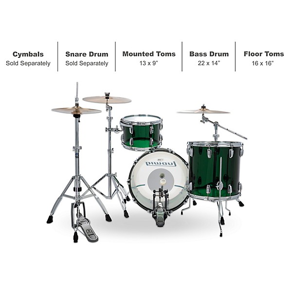 Open Box Ludwig Vistalite 50th Anniversary Fab 3-Piece Shell Pack With 22" Bass Drum Level 1 Green